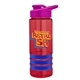 a red bottle & pink lid & blue grip sergeant stripe - 24 oz tritan(tm) bottle with drink thru lid, stripe bands, and digital imprint