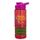 a red bottle & pink lid & green grip sergeant stripe - 24 oz tritan(tm) bottle with drink thru lid, stripe bands, and digital imprint