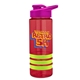 a red bottle & pink lid & lime-green grip sergeant stripe - 24 oz tritan(tm) bottle with drink thru lid, stripe bands, and digital imprint