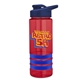 a red bottle & navy blue lid & blue grip sergeant stripe - 24 oz tritan(tm) bottle with drink thru lid, stripe bands, and digital imprint