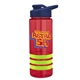 a red bottle & navy blue lid & lime-green grip sergeant stripe - 24 oz tritan(tm) bottle with drink thru lid, stripe bands, and digital imprint