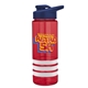 a red bottle & navy blue lid & white grip sergeant stripe - 24 oz tritan(tm) bottle with drink thru lid, stripe bands, and digital imprint