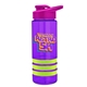 a violet bottle & pink lid & lime-green grip sergeant stripe - 24 oz tritan(tm) bottle with drink thru lid, stripe bands, and digital imprint