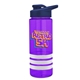 a violet bottle & navy blue lid & white grip sergeant stripe - 24 oz tritan(tm) bottle with drink thru lid, stripe bands, and digital imprint