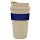 aerial view a natural tumbler & navy band 16 oz harvest travel tumbler, image 1 of 2