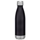 aerial view a black with silver accents 16 oz full color swiggy stainless steel bottle, image 1 of 2