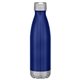 aerial view a blue with silver accents 16 oz full color swiggy stainless steel bottle, image 1 of 2