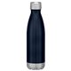 aerial view a navy with silver accents 16 oz full color swiggy stainless steel bottle, image 1 of 2
