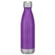aerial view a purple with silver accents 16 oz full color swiggy stainless steel bottle, image 1 of 2
