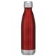 aerial view a red with silver accents 16 oz full color swiggy stainless steel bottle, image 1 of 2