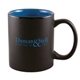 a black/blue arise matte 11 oz. ceramic coffee mug