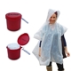a group of disposable poncho in case with clip