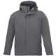 aerial view a steel grey (945) mens lena eco water repellent insulated jacket with hoodie, image 1 of 12
