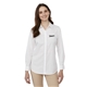 aerial view a white (125) womens untuckit tracey long sleeve button up shirt, image 1 of 14