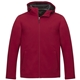 aerial view a vintage red (369) mens lefroy eco lightweight softshell jacket with hood, image 1 of 4