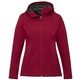 aerial view a vintage red (369) womens lefroy eco lightweight softshell jacket with hood, image 1 of 5