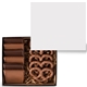 aerial view a black 6 piece cookie and confection gift box with pretzels, image 1 of 3