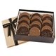 a gold cookie gift box with 18 round cookies