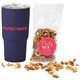 a navy soft touch tumbler with party mix
