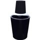a black 12 oz 3 piece plastic cocktail shaker