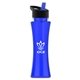 aerial view a transparent blue bottle & black/blue spout lid the curve - 17 oz tritan(tm) bottle with flip straw lid, image 1 of 2