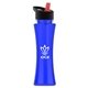 a transparent blue bottle & black/red spout lid the curve - 17 oz tritan(tm) bottle with flip straw lid
