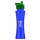 a transparent blue bottle & green lid the curve - 17 oz tritan(tm) bottle with flip straw lid