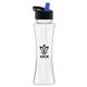 aerial view a clear bottle & black/blue spout lid the curve - 17 oz tritan(tm) bottle with flip straw lid, image 1 of 2