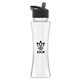 aerial view a clear bottle & black lid the curve - 17 oz tritan(tm) bottle with flip straw lid, image 1 of 2