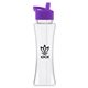 aerial view a clear bottle & violet lid the curve - 17 oz tritan(tm) bottle with flip straw lid, image 1 of 2