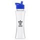 aerial view a clear bottle & royal blue lid the curve - 17 oz tritan(tm) bottle with flip straw lid, image 1 of 2