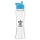 a clear bottle & cyan lid the curve - 17 oz tritan(tm) bottle with flip straw lid
