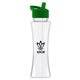 aerial view a clear bottle & green lid the curve - 17 oz tritan(tm) bottle with flip straw lid, image 1 of 2