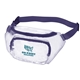 aerial view a clear/purple pvc clear fanny pack, image 1 of 2