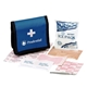 a blue w/black trim comprehensive 20- piece first aid pouch