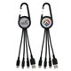 a group of light up 3- in -1 carabiner charging cable