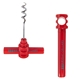 aerial view a red pocket style wine / champagne corkscrew opener, image 1 of 3