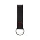 aerial view a black leather & country red linen accent saddler loop keychain, image 1 of 2