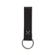 aerial view a black leather & gray linen accent saddler loop keychain, image 1 of 2
