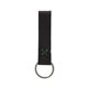 aerial view a black leather & green linen accent saddler loop keychain, image 1 of 2