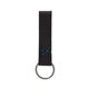 aerial view a black leather & royal blue linen accent saddler loop keychain, image 1 of 2