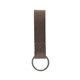 aerial view a distressed brown leather & gray linen accent saddler loop keychain, image 1 of 2