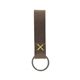 aerial view a distressed brown leather & lemon linen accent saddler loop keychain, image 1 of 2