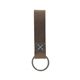 aerial view a distressed brown leather & turquoise linen accent saddler loop keychain, image 1 of 2
