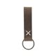 aerial view a distressed brown leather & white linen accent saddler loop keychain, image 1 of 2