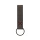 aerial view a slate gray leather & country red linen accent saddler loop keychain, image 1 of 2