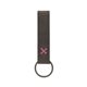 aerial view a slate gray leather & fuchsia linen accent saddler loop keychain, image 1 of 2