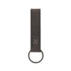 aerial view a slate gray leather & gray linen accent saddler loop keychain, image 1 of 2