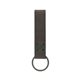 aerial view a slate gray leather & green linen accent saddler loop keychain, image 1 of 2