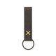 aerial view a slate gray leather & lemon linen accent saddler loop keychain, image 1 of 2